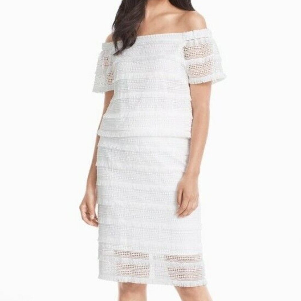 White House Black Market White 2 piece dress top size 4 skirt size 6